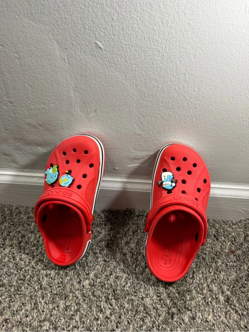 CROCS Kids Red Clogs with Cute Jibbitz Charms